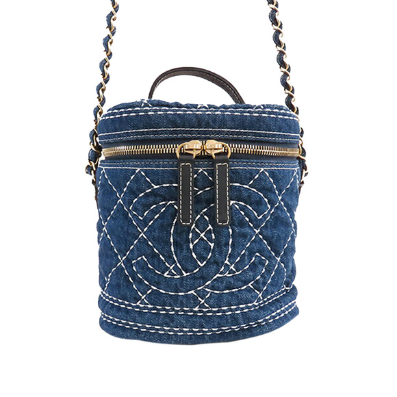 Pre-Loved Chanel CC Quilted Denim Vanity Bag - Picture 1 of 12